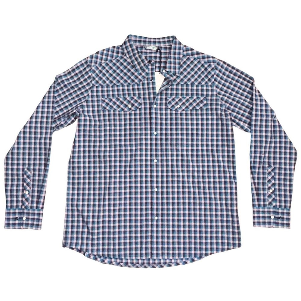 Stio Mens Eddy Shirt LS Berry Smoke Check Plaid Western Snap XL NEW 200078-510